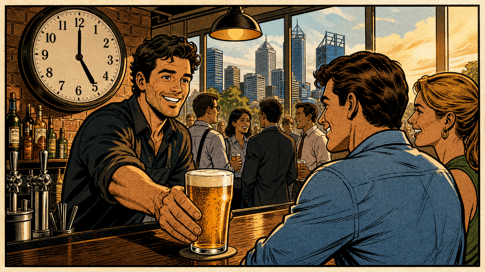 Sunday happy-hour pint in Perth
